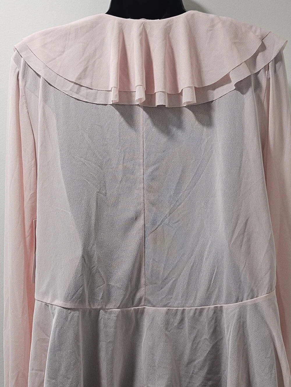 NWT Blenca Pink Ruffle Chiffon Sheer Top Bell Sleeve Coquette Medium
